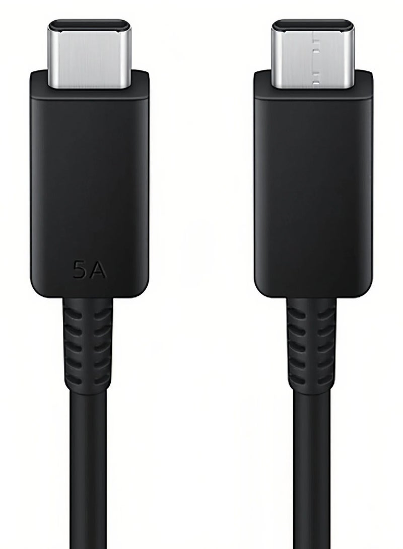 متوافق مع محول طاقة سامسونج 50 واط مزدوج مع كابل USB-C، منفذين 5A 1.8 متر، شحن سريع، 3 دبابيس، دعم الأجهزة المتعددة - أسود - Image 2
